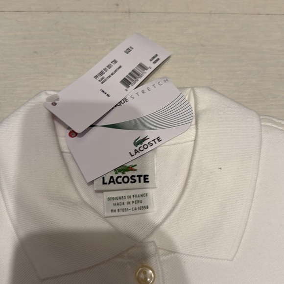 Lacoste pique stretch white 5 button  slim fit polo - Picture 4 of 4